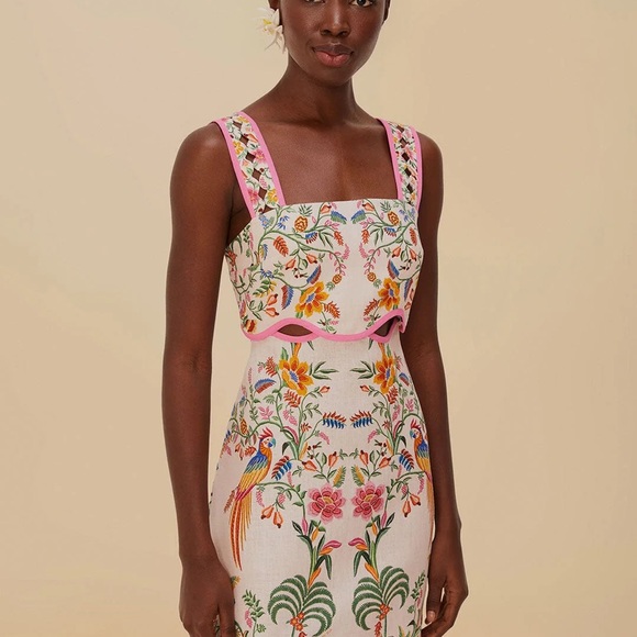 Farm Rio Delicate Forest Pink Mini Dress - Picture 1 of 4